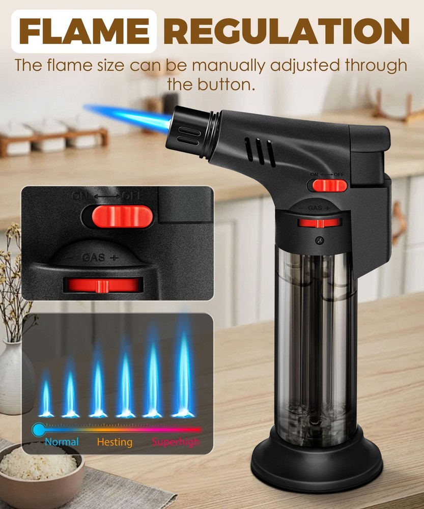 WANBRO 4 Pack of Torch Lighter, Powerful Windproof Jet Flame, Butane Black