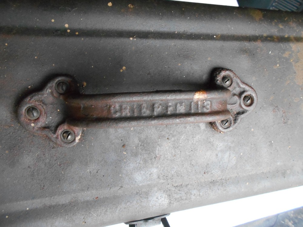 Antique Metal Tool Box with Very Fancy Handle