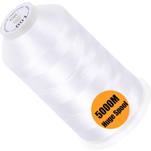- Single Huge Spool 5000M Each Polyester Embroidery Machine Thread White-001