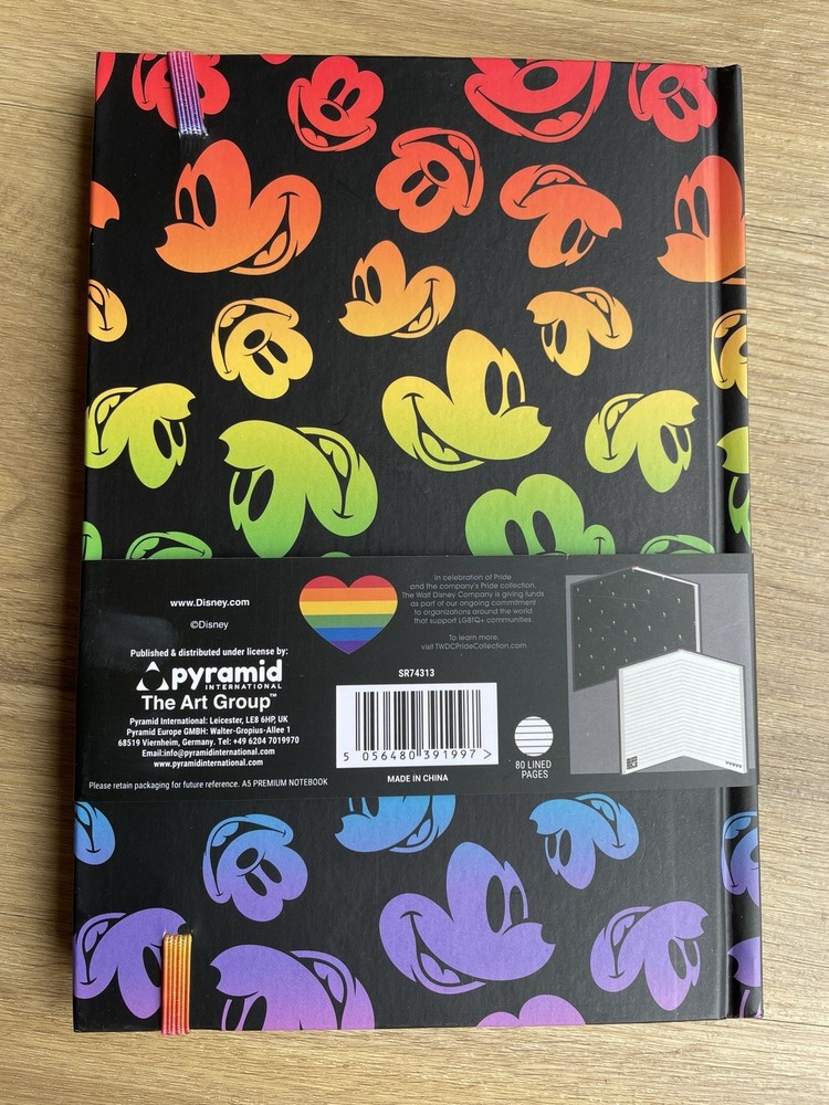 Disney Mickey Mouse Premium Lined A5 Hardback Notebook New Pride Collection