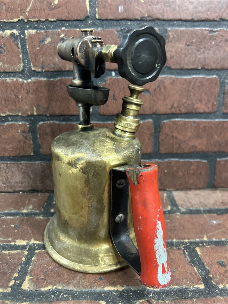 Vintage Brass Blow Torch Red handle