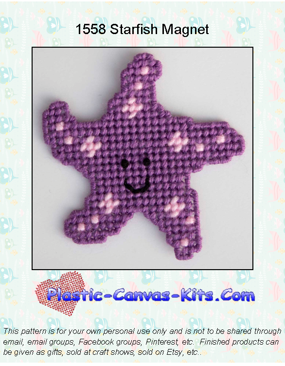 Starfish Magnet-Plastic Canvas Pattern or Kit