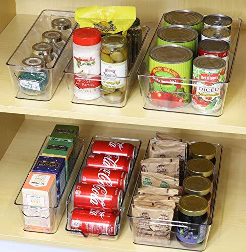 SimpleHouseware Refrigerator Storage Organizer, Set of 6 / Assorted, Clear