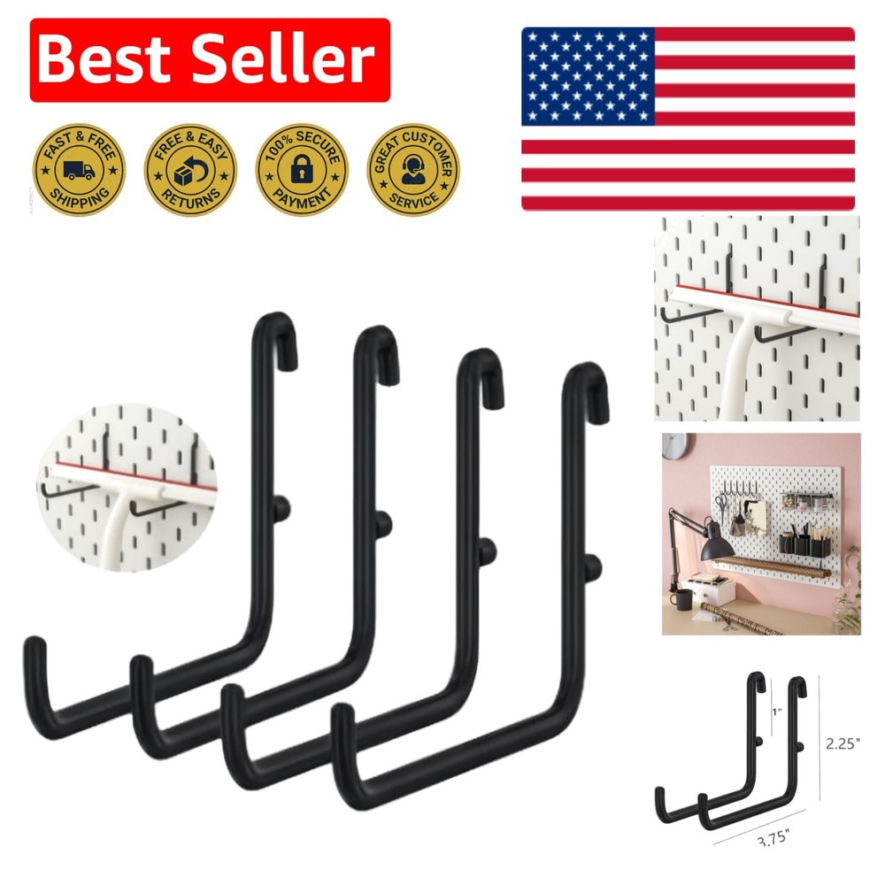 Durable 4 Pack L Shape Pegboard Hooks - Versatile Hanging Solutions for Home