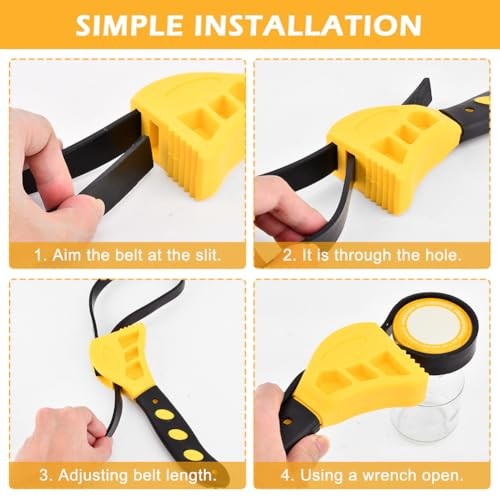 2-Pack Rubber Strap Wrench, Adjustable Wrench Set Diameter 6" and 8", Yellow