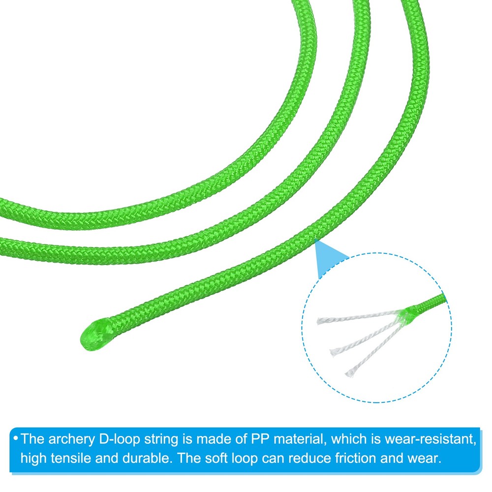 Archery D Loop Rope 3.3 FT Bow String Release Nock Nocking Loop Bright Green