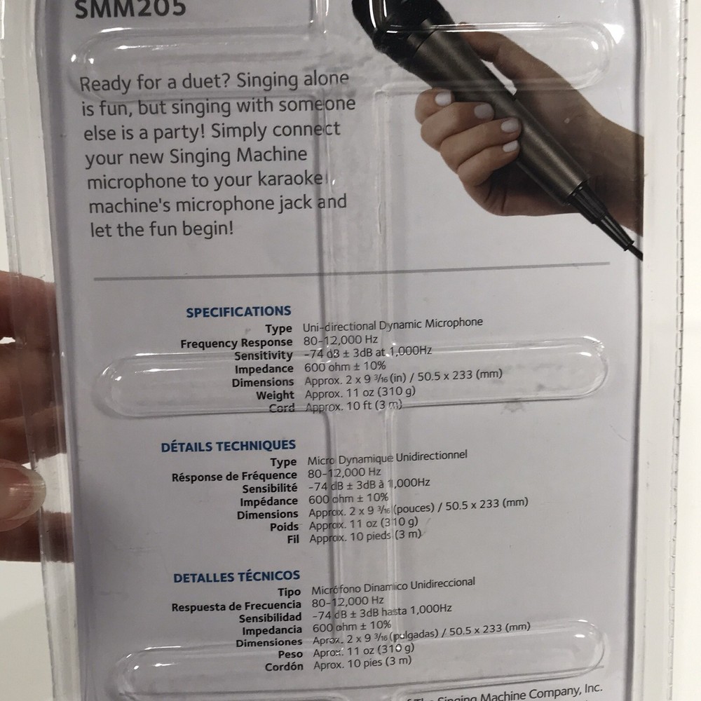 Singing Machine Karaoke Unidirectional Dynamic Microphone w/ 10 Ft. Cord NEW