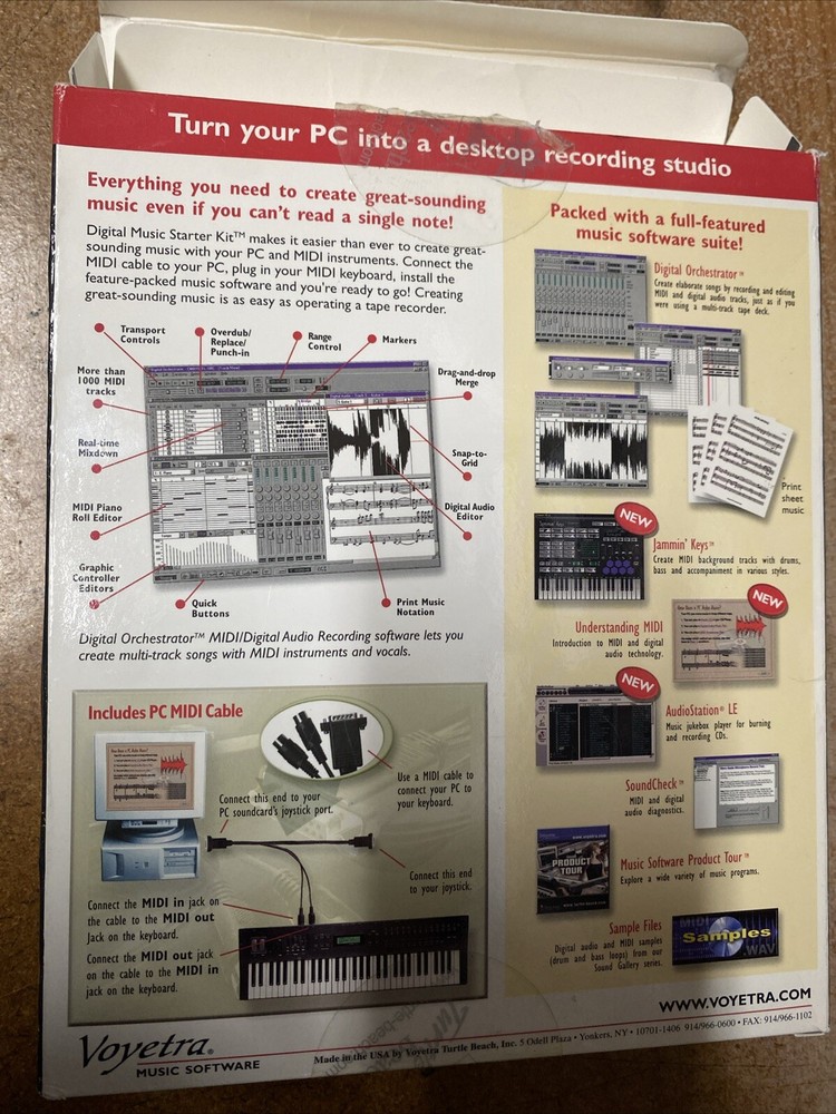 Voyetra Computer Music Starter Kit Music Software CD-ROM Never Used, Open Box