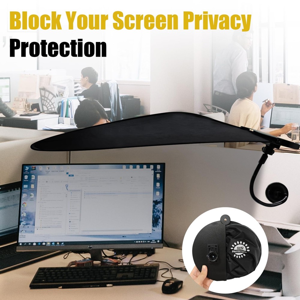 Adjustable Office Desk Shade Cubicle Blinds Black Light Glare Blocker Screen
