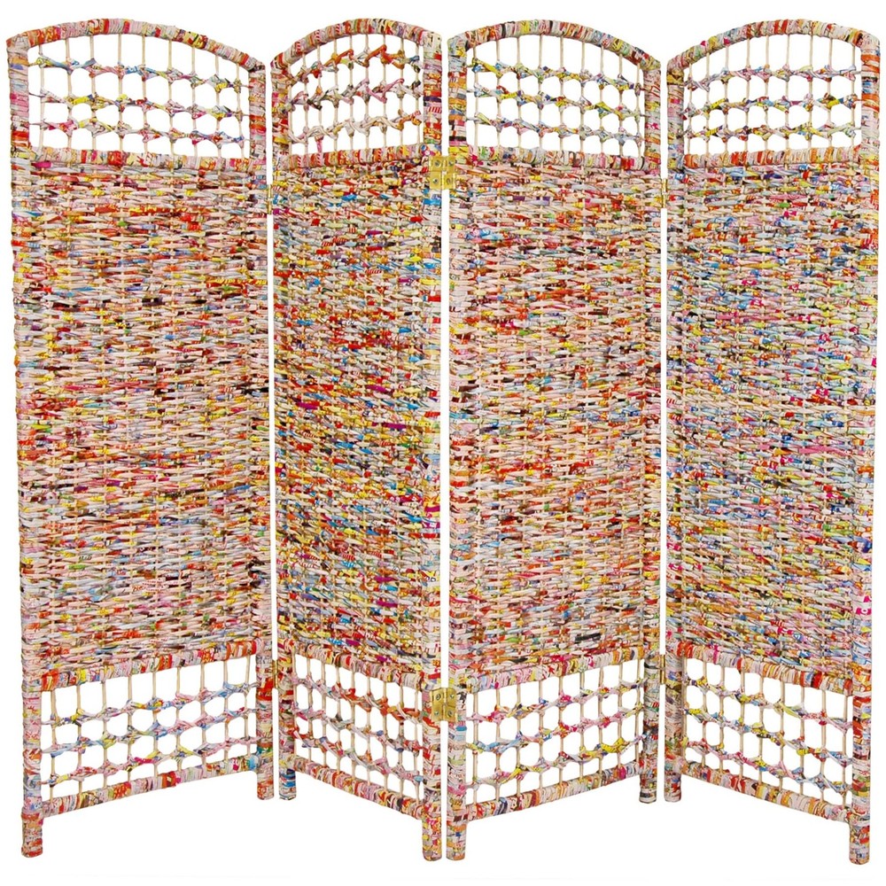 4 ft. Short Recycled Magazine Folding Screen - 4 Panels