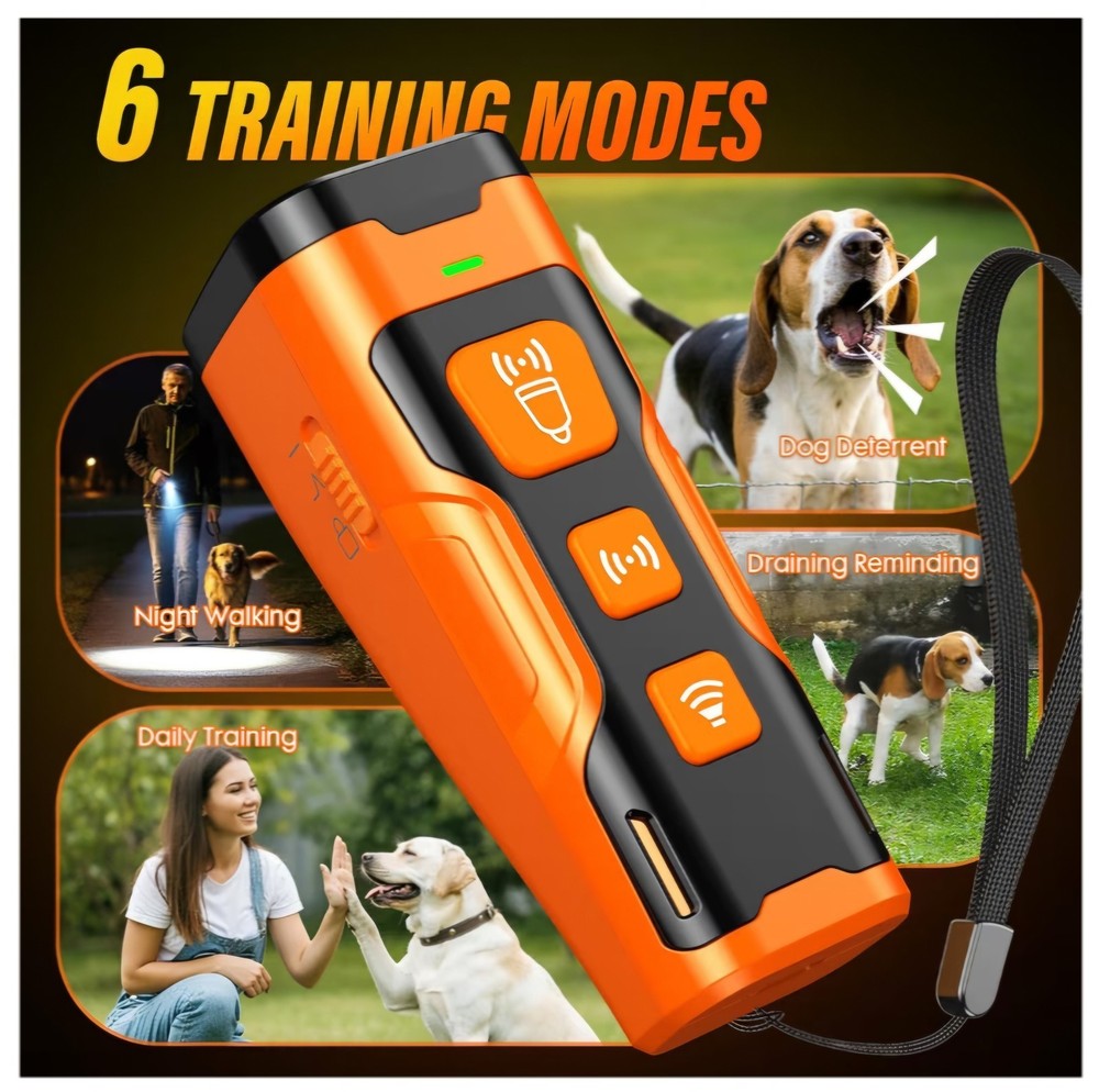 Portable Dog Bark Control Device with LED Flashlight - Compact & Rechargeable
