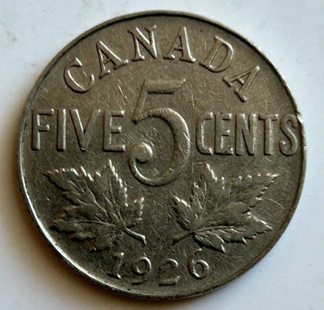 CANADA 5 CENTS 1926 CLOSE 6