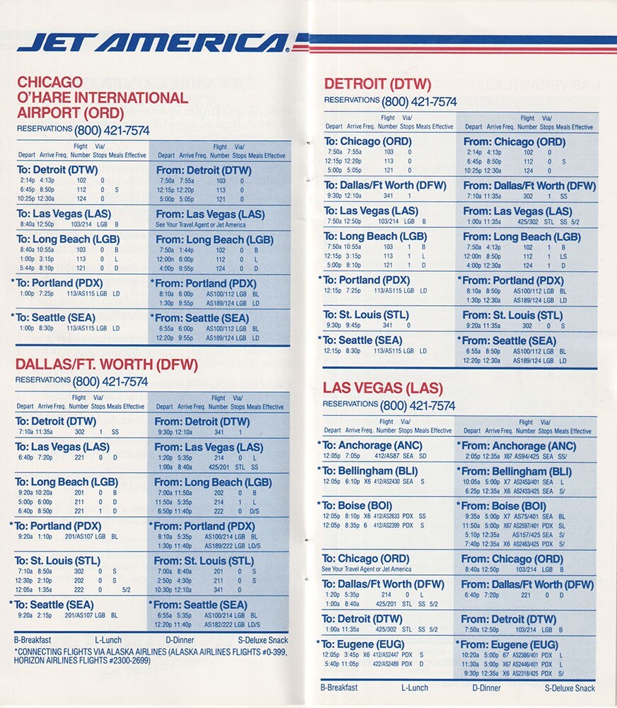 Jet America timetable 1987/05/01