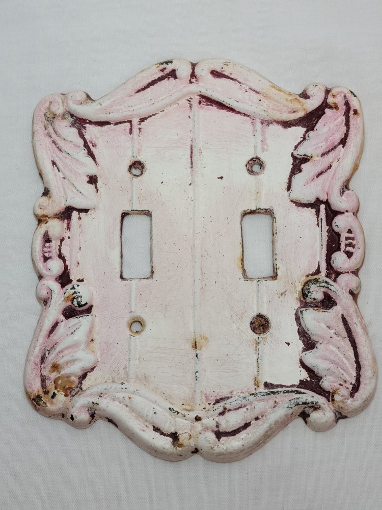 Shabby Chic Distressed Cast Iron Double toggle light switch wall plate cover