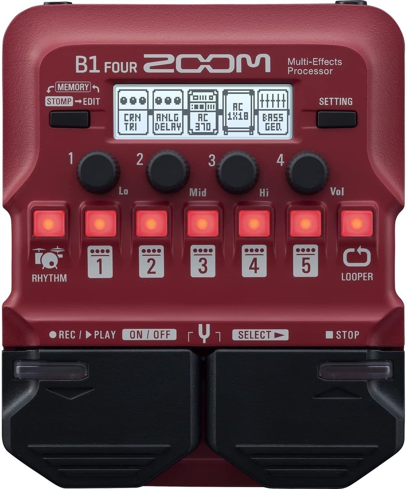 ZOOM Zoom Bass Multi-Effects Processor B1 FOUR Red