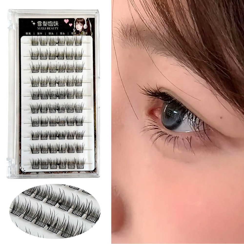 False Eyelashes for Glue Free Application 10 Rows 60 Clusters Black 11mm