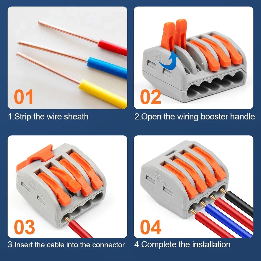 125PCS Lever Wire Nuts, Compact Lever Wire Connectors Kit, Electrical Wire Nu...