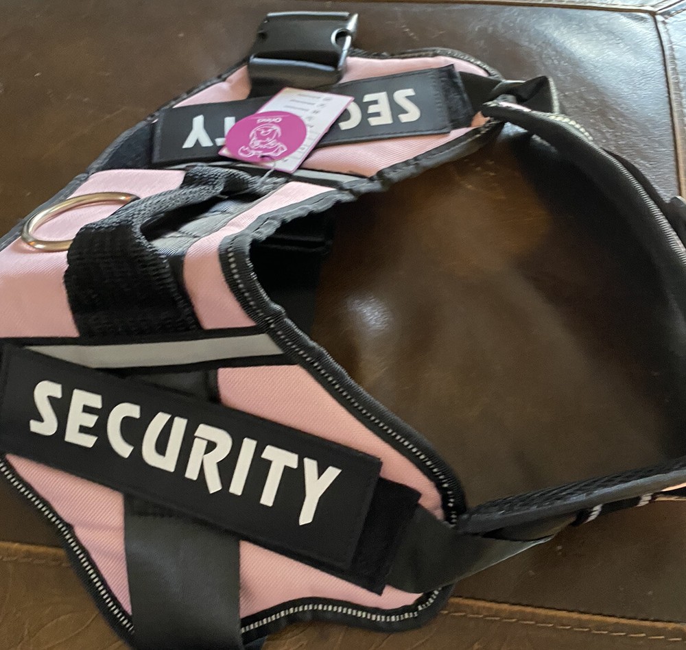 Dog security harness reflective / XL/ removable patches/ pink