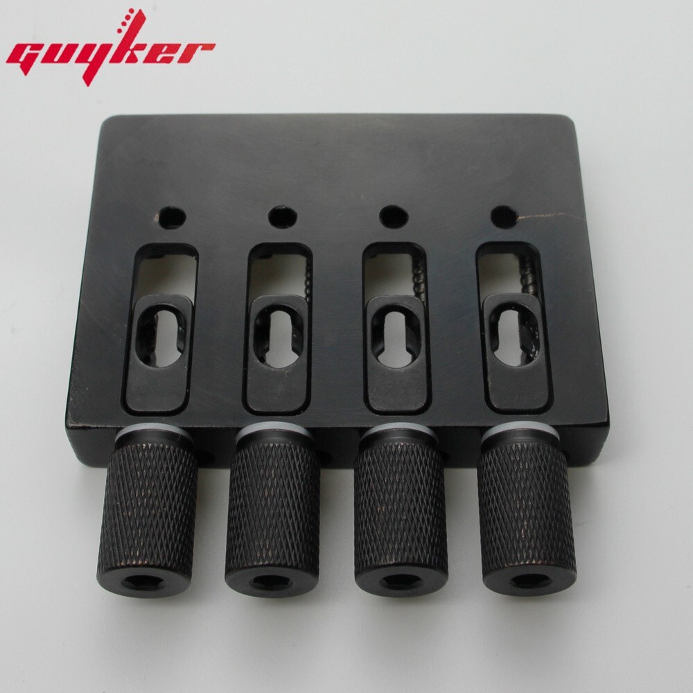 4 String Slightly Adjustable String Spacing Headless Bass Bridge Black Base CNC