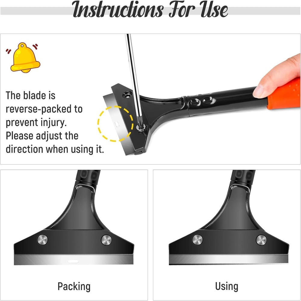 DIYSELF Razor Blade Scraper, Floor Scraper, Scraper Tool for Cleaning, Glass Scr