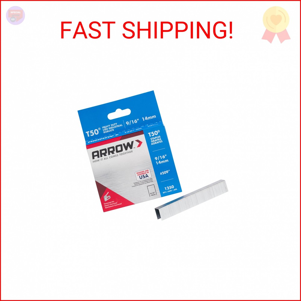 Arrow T50 9/16" Staples, 1250 Count