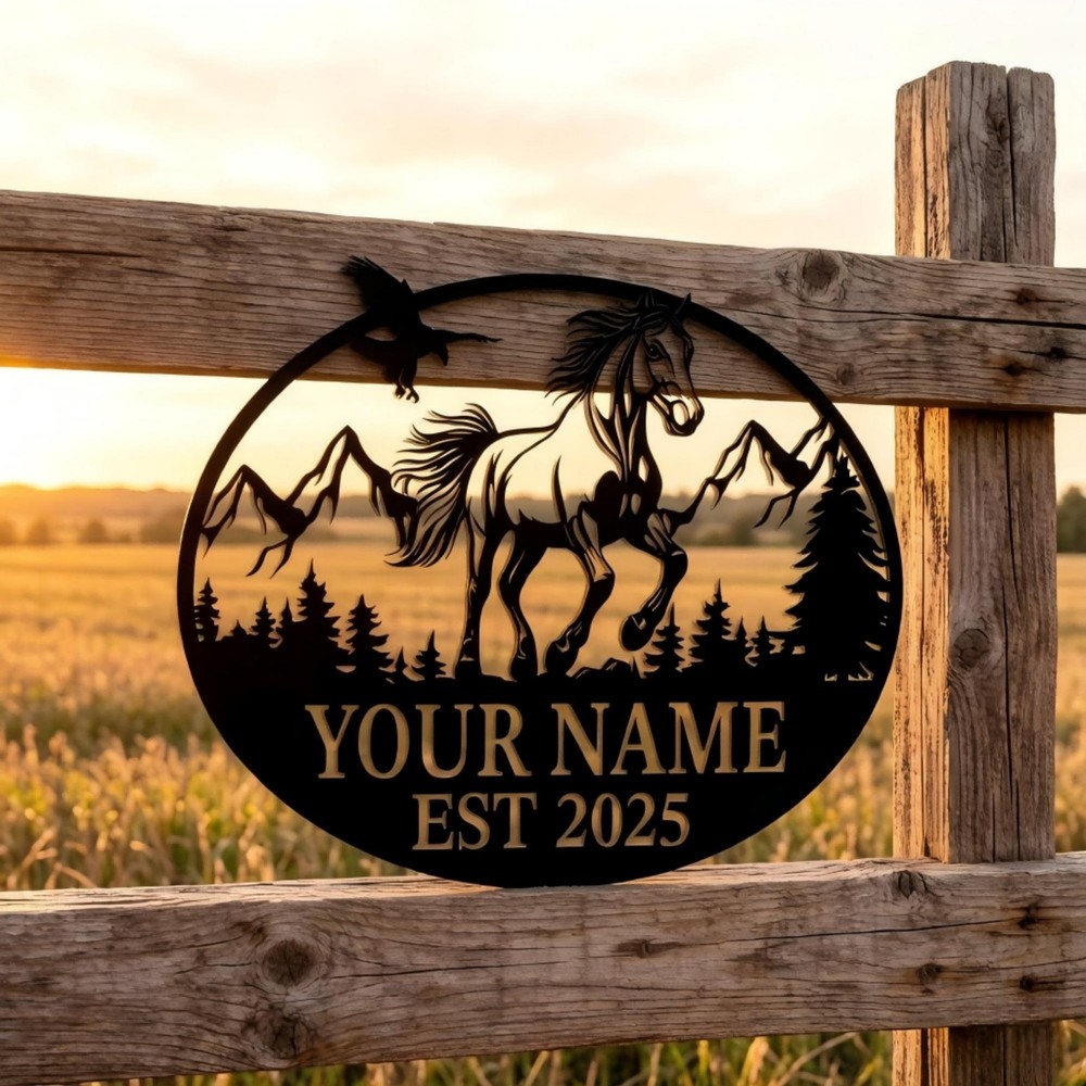Custom Horse Metal Wall Art, Personalized Western Decor, Rustic Gift