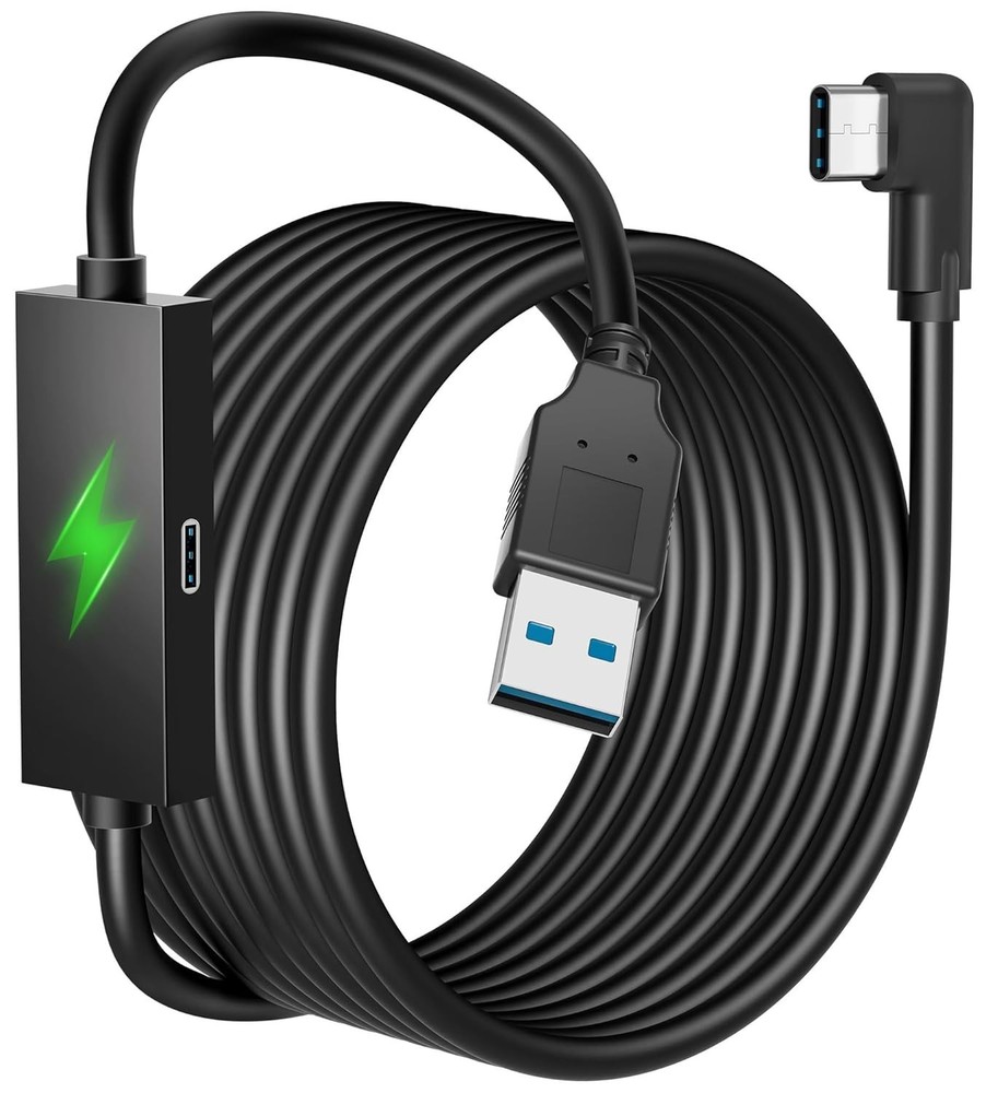 16FT VR Link Cable with Separate Charging Port for Quest 3/2 & Pro — Uninterr...