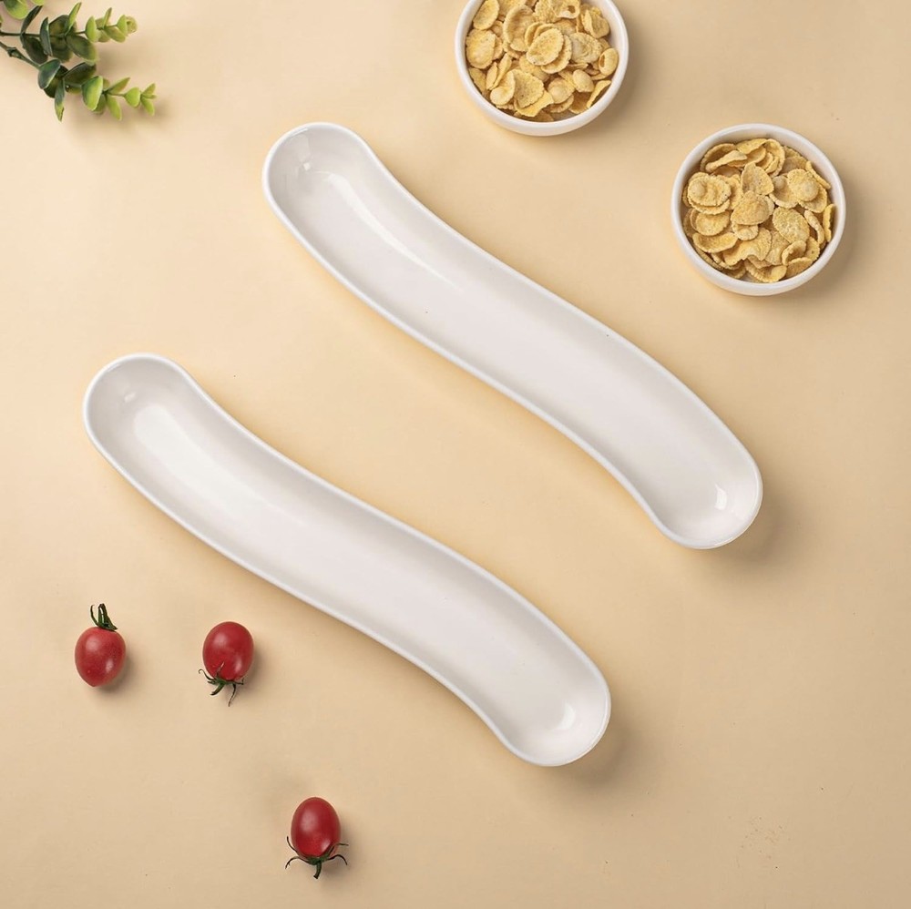 3-Pack Olive Plates-Versatile Ceramic Olive Tray for Snacks, Appetizers Platt...