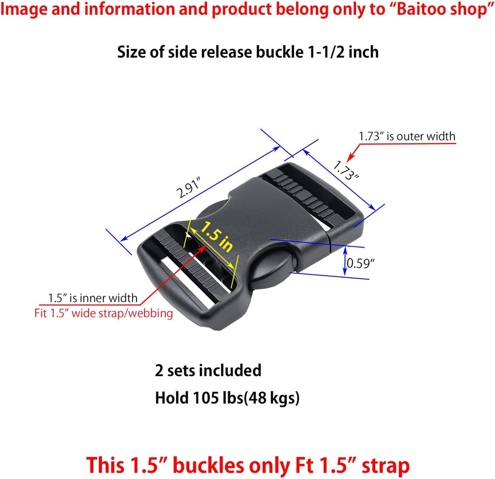 Side Release Buckles Heavy Duty Plastic Buckle Snap Clips Clasps Backpack Buckle