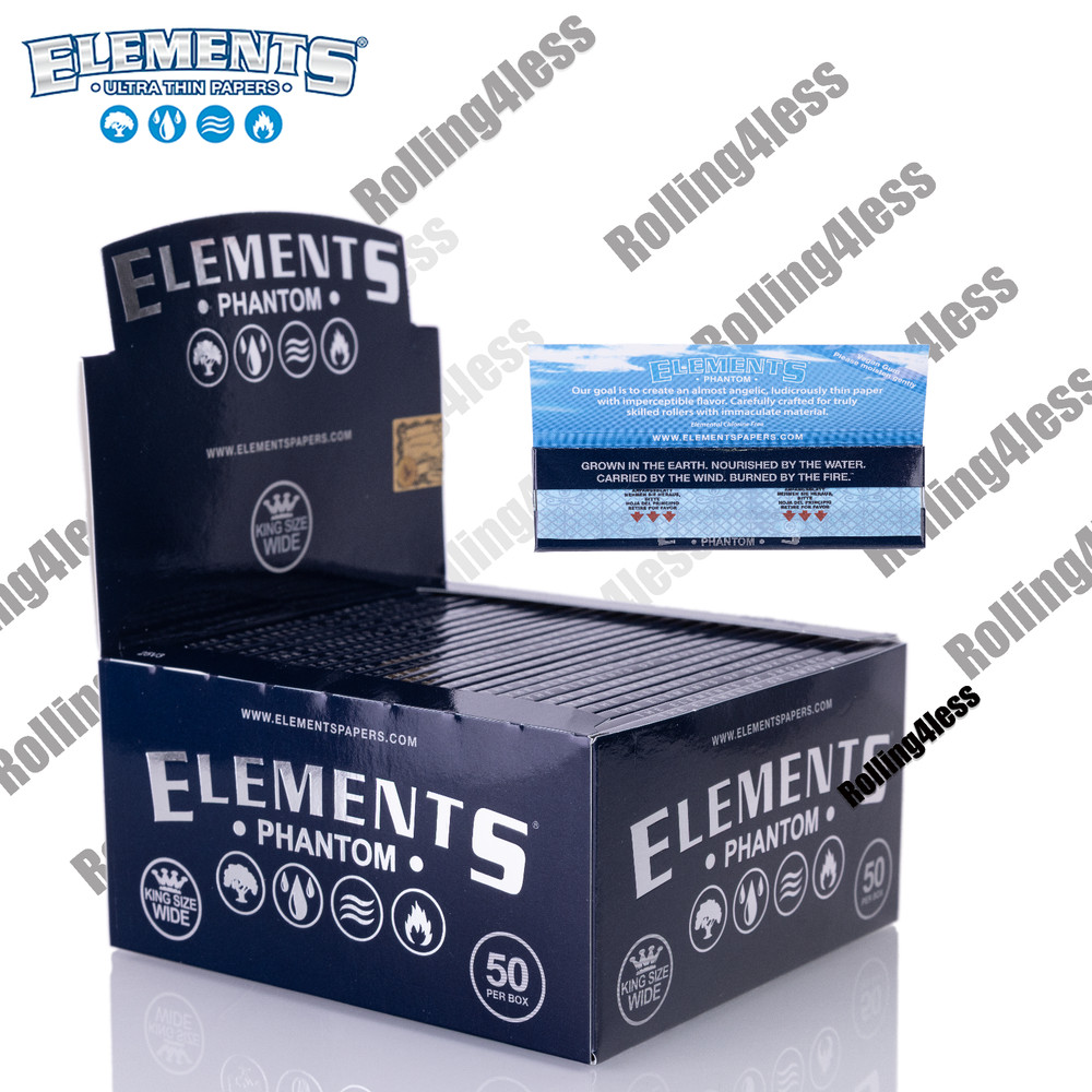 🆕Elements King Size Wide Phantom Rolling Papers Phenomenally Thin | FULL BOX