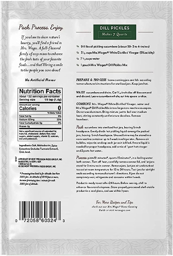 Mrs. Wages Quick Process Dill Pickle Mix - 6.5 oz