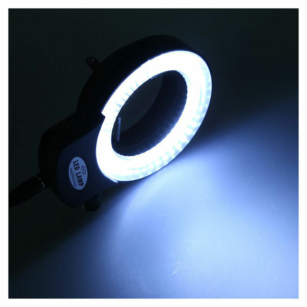Black 144 LED Bulbs Microscope Ring Light Illuminator Lamp US Plug #SH