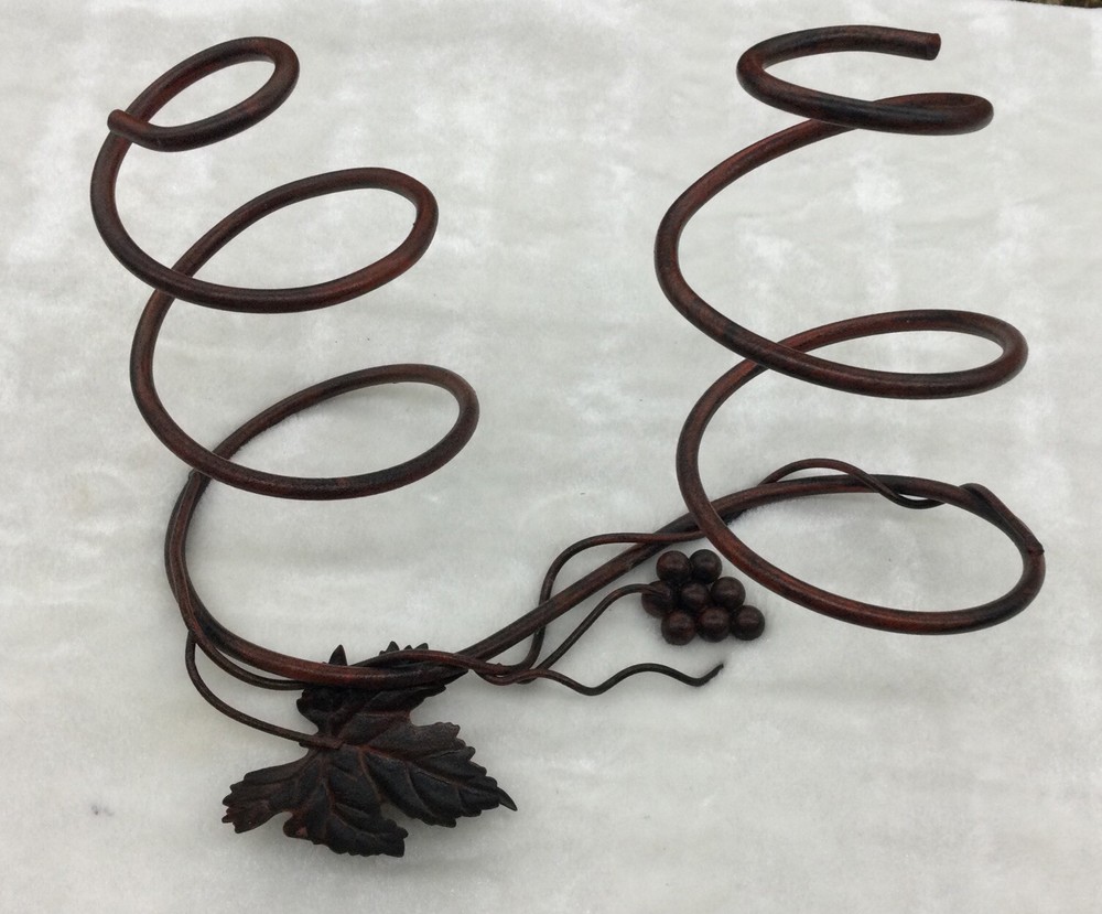 Wine Bottle Holder, Leaf And Grapes Design, Holds Two Bottles