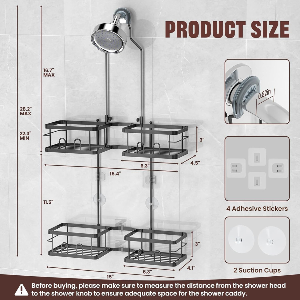 Adjustable Shower Caddy Hanging Rustproof Shower Caddy for Handheld Sh