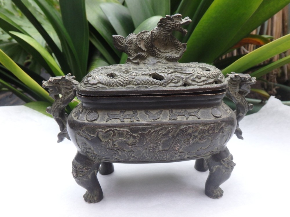 vintage look  Bronze Dragon  Incense Burner