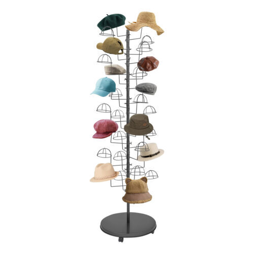 Freestanding Hat Rack Stand, Rolling Hats Display Rack, Hat Display Stand Black