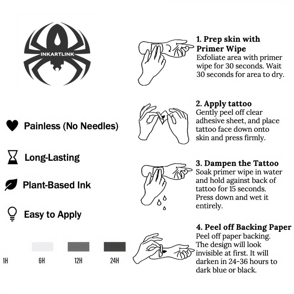 INKARTLINK Semi Permanent Tattoos, 3 Sheets of Small Small, Mountains