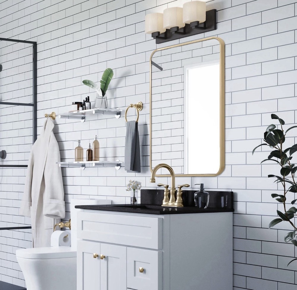 Design House 596718 Isla 24" W x 36" H Transitional Rectangular Mirror - Gold