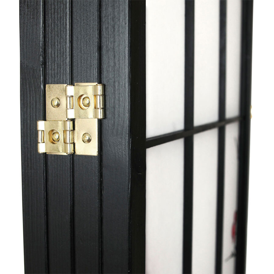 4, 6, 8 Panel Plum Blossom Screen Room Divider White & Black Frame