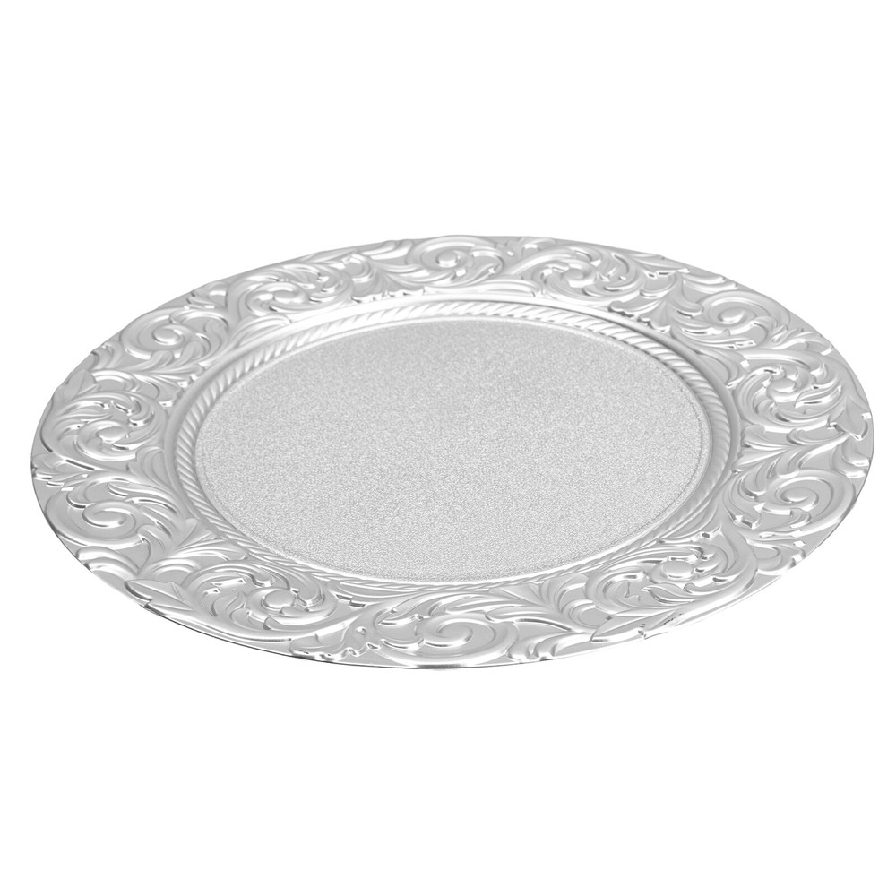 100pcs Charger Wedding Party Dinner Plates Elegant Design Table Decor Silver