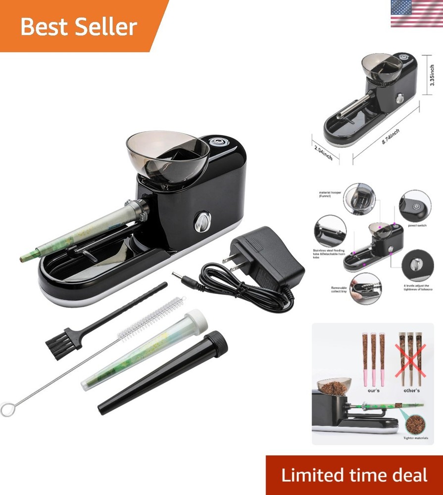 Compact Electric Cone Loader with Removable Tray - Includes Stirring Rod & Brush