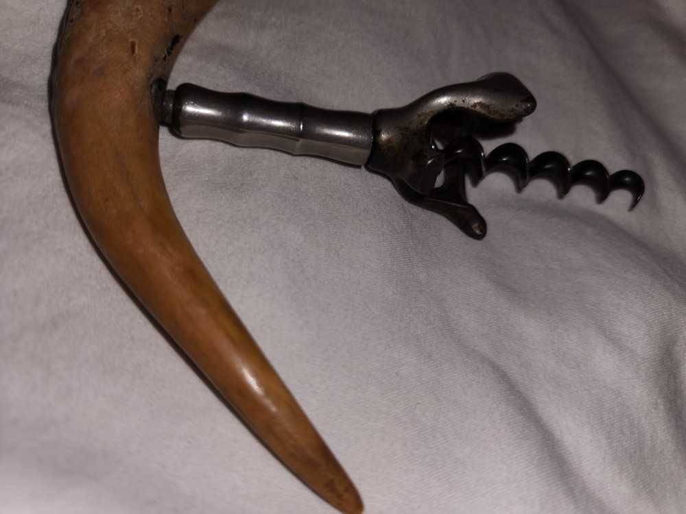 Antique Rare deer Corkscrew bottle opener wine Silver
