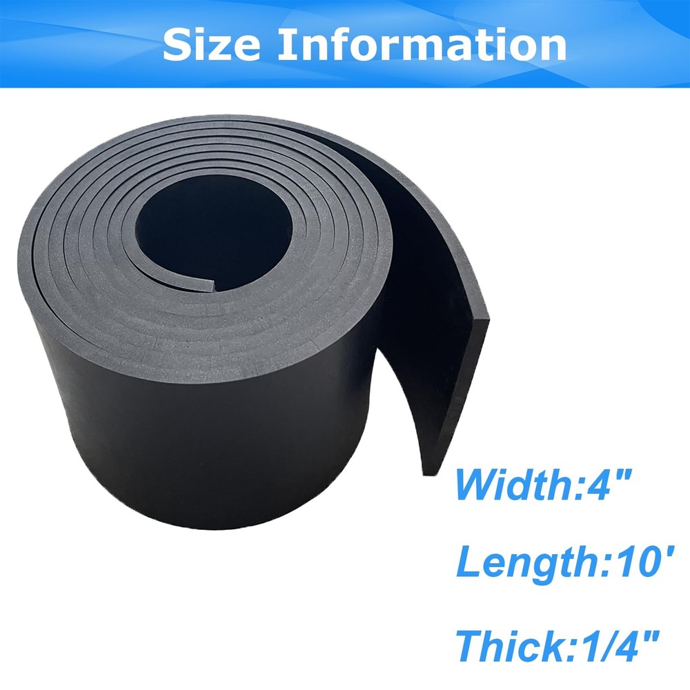 Solid Rubber Sheets,Rolls & Strips 1/4 (.25)" Thick X 4" Wide X 4"X10'X1/4"