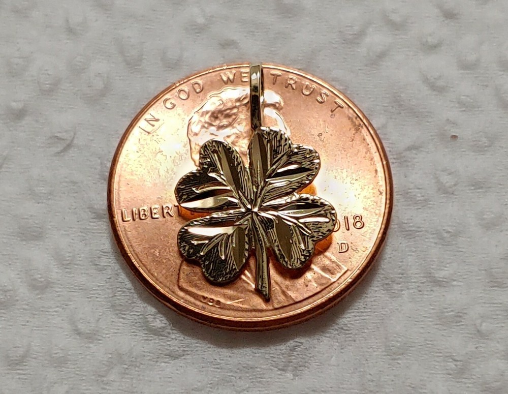 New 14k 4 Leaf Clover Lucky Charm Pendent