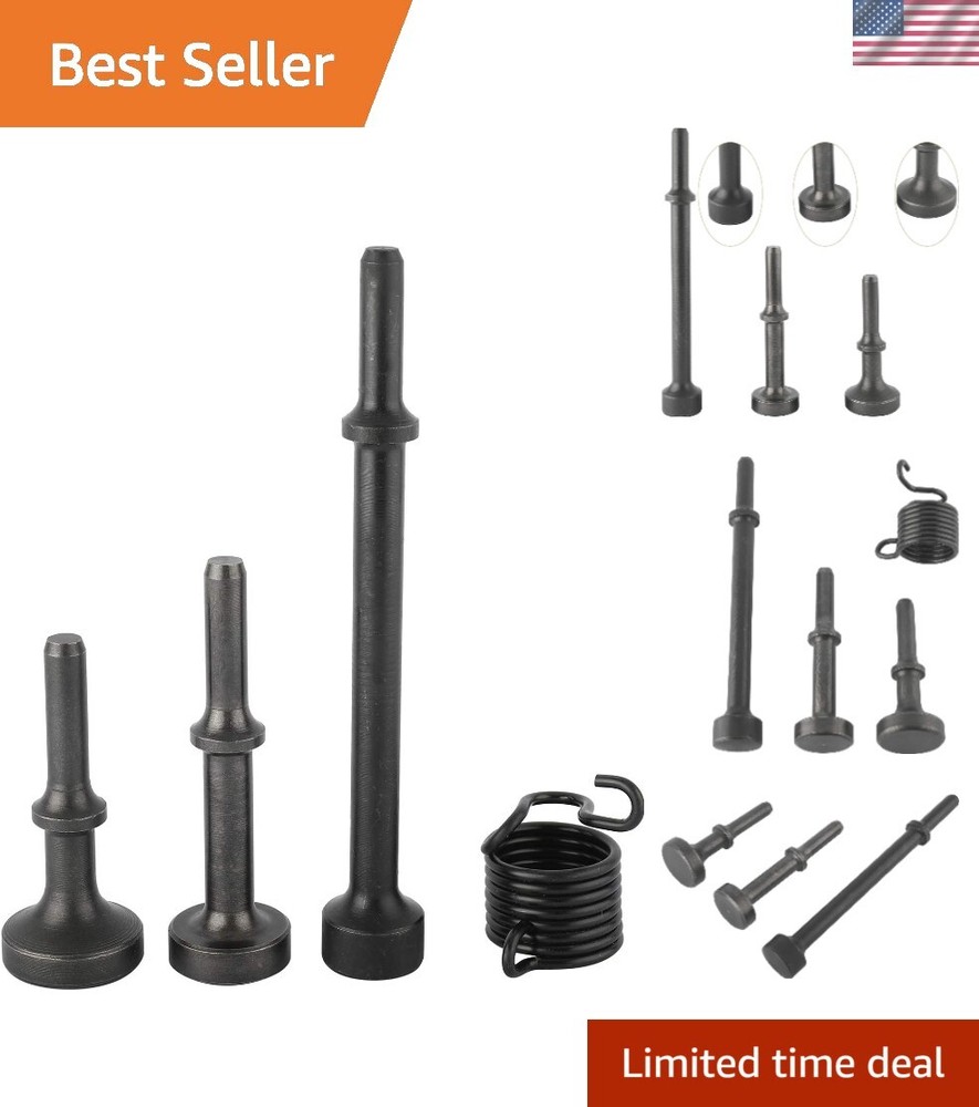 Versatile Pneumatic Chisel Kit with 3 Air Hammer Bits & Spring - 0.401'' Shank