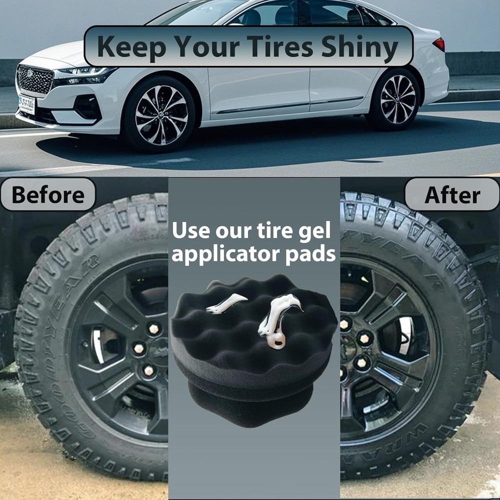 2 Pcs Large Tire Shine Applicator, Reusable Tire Dressing Applicator Wave Con...