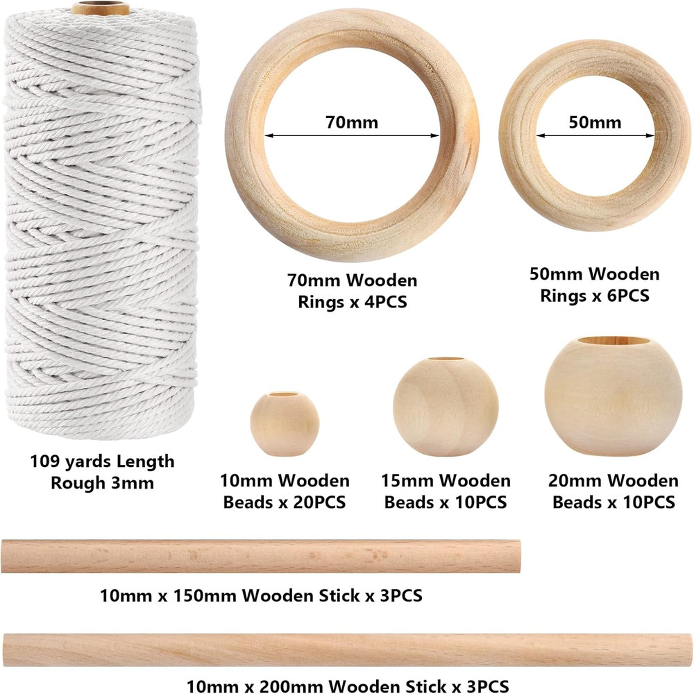 121Pcs Macrame Kit, Macrame Supplies 3Mm X 109Yards Macrame Cord for Macrame Kit