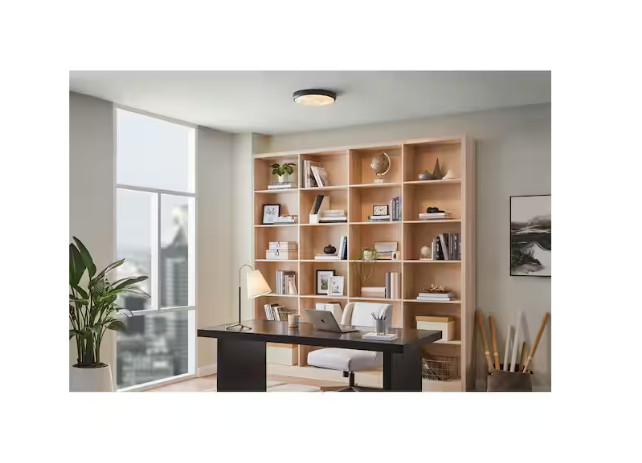 Commercial Electric 15" Matte Black LED Ceiling Flush Mount Adjustable CCT