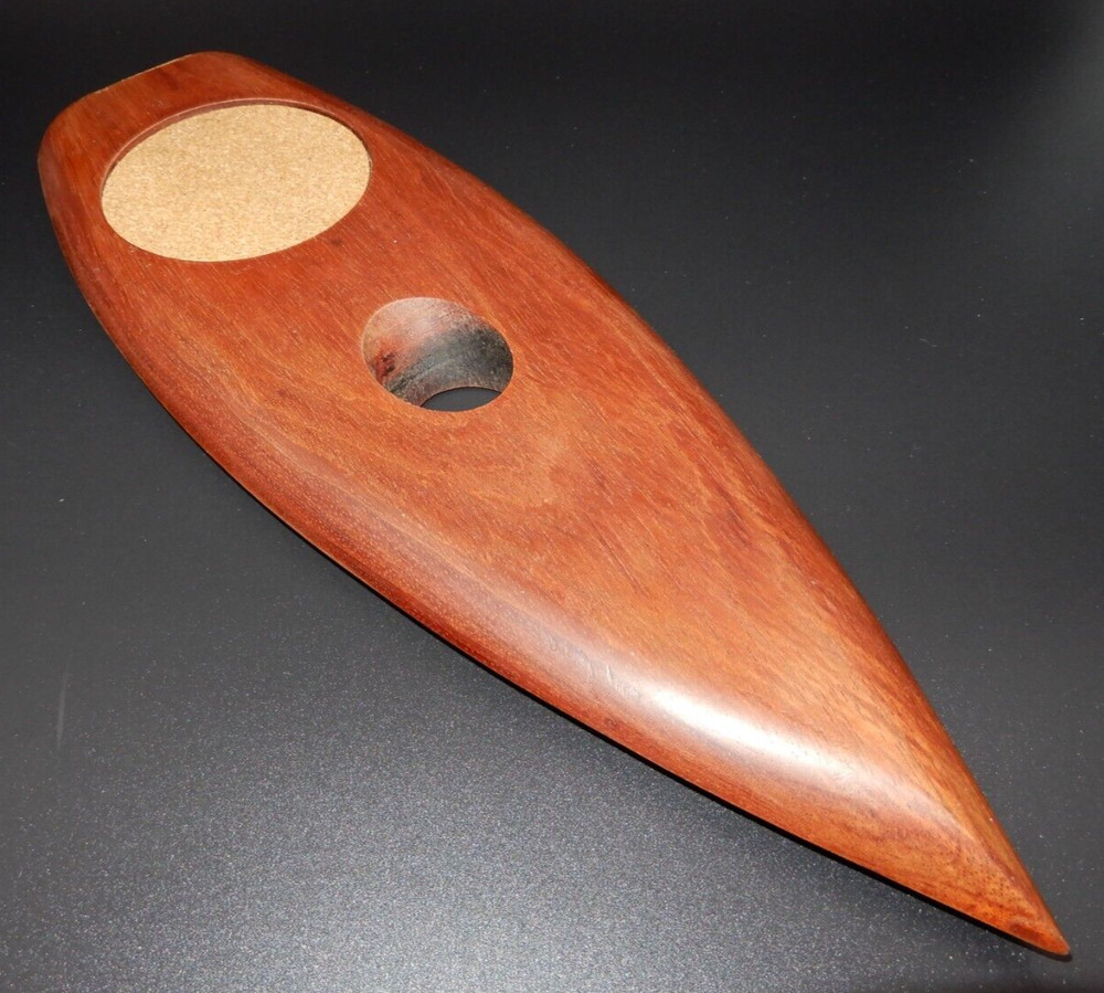 SOLID TEAK WOOD DANISH MODERN BOTTLE SUPPORT AND COASTER