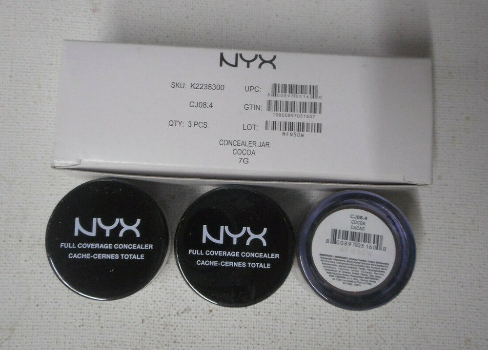 3 jar lot NYX FULL COVERAGE CONCEALER COCOA sealed NIB